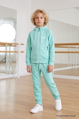 Pina Kids Erkek Çocuk Scuba Atheletic Reglan Kol Kapüşonlu Dalgıç Kumaş Eşofman Takımı Esf7028 Su Yeşili