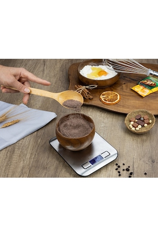 Zln2984 Inox Dijital Mutfak Tartısı 5 Kg Hassas Ölçüm Otomatik Kapanma Pil Dahil Gri - Inox