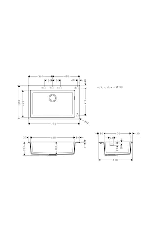 Hansgrohe S51 S510-F660 Ankastre Granit Eviye Grafit Siyahı