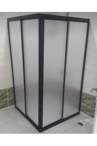 Nokta Duşakabin 100 x 100 Teknesiz Mika Duşakabin Siyah Profil Şeffaf