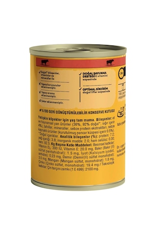 Köpekler Adult Sığır Ve Ciğer Karışımı Jöleli Konserve Yaş Mama 400 G