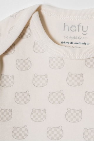 Hafy Baby 3 Lü Zarf Yaka, Kısa Kollu, Bebek Zıbın Takımı / Body Bej - Krem