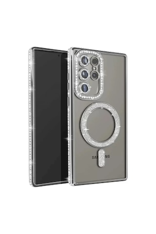 Samsung Galaxy Uyumlu S23 Ultra Joke Simli Magneticsafe Kılıf - Gümüş Çok Renkli