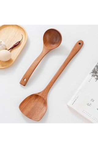 Yuntech01 Ev Kullanıma Uygun Ahşap Ocak Gereci Seti 4 Parça - Dayanıklı Gül Ağacı, Teflon Tava Uyumlu, Ergonomik Kucharka Ve Pişirme Araçları