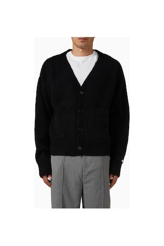 About Blank Mohair Örgü Logolu Hırka, Tiftik - Yün Karışımı Siyah