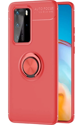 Huawei P40 Pro Kılıf Yüzüklü Tam Korumalı Silikon Kapak