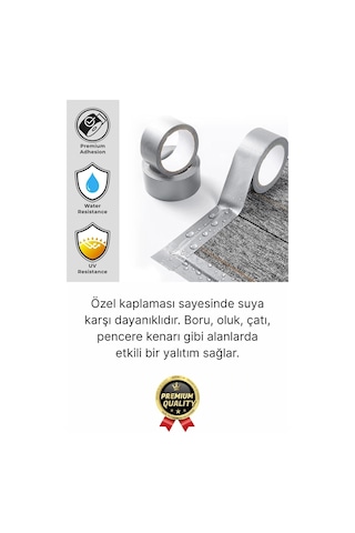 3 Adet Ekstra Güçlü Dayanıklı Su Geçirmez Sızdırmaz Yalıtım İzolasyon Gri Tamir Bandı 10 Mt 48 Mm