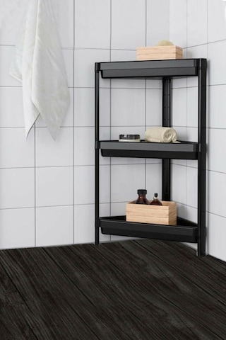 3 Katlı Köşeli Banyo Rafı Siyah