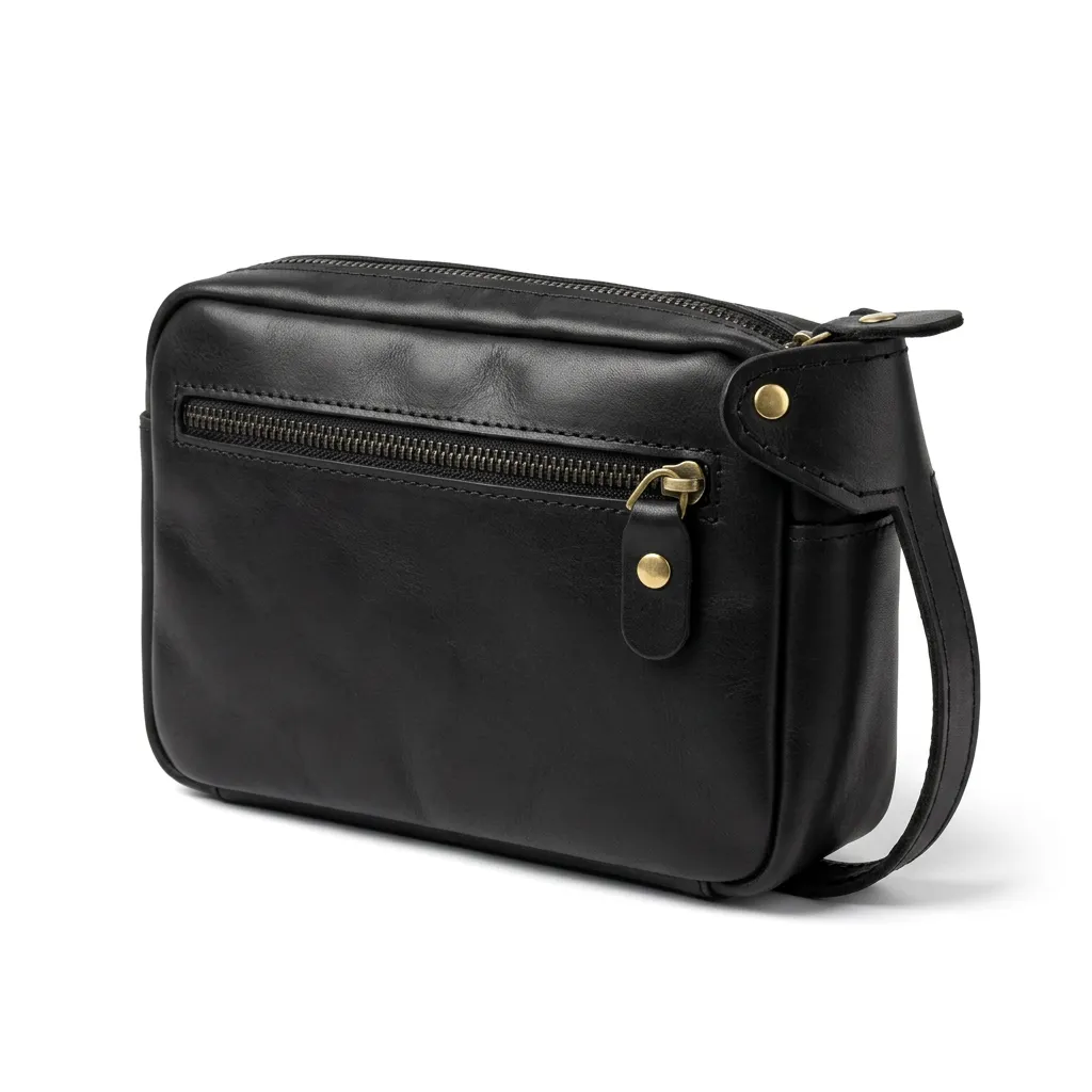 Natayleather %100 Hakiki Deri Erkek El Çantası Elde Taşımalı Portföyü Ve Kasatipi Çanta 20x15 Cm siyah