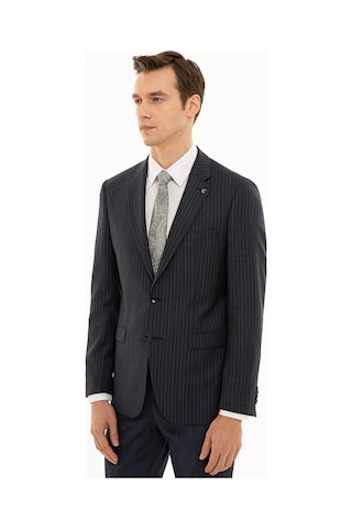 Cacharel İndigo Slim Fit Yün Çizgili Ceket Mavi