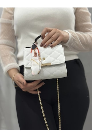 Biçomi Beyaz Cilt Zoje Çanta Beyaz