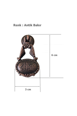 5 Adet Boğaziçi Sarkaç Düğme Eskitme Antik Bakır Mobilya Kulp