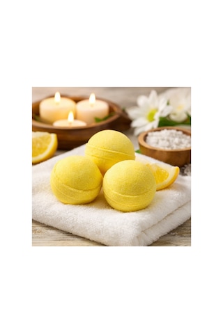 3 Adet 50 Gr. Limon Kokulu Banyo Topu, Nem Bombası, Banyo Bombası, Manikür Ve Pedikür Topu Diğer