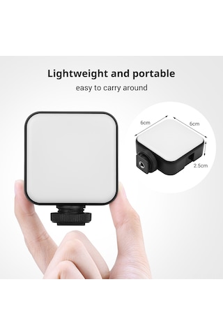 Samdoo Andoer W36 Led Fotoğraf Işığı 5600k 5 Seviye Parlaklık Ayarı 3 Soğuk Ayaklı Üst 1200mah Pil İle Kamera/tripoda Uyumlu