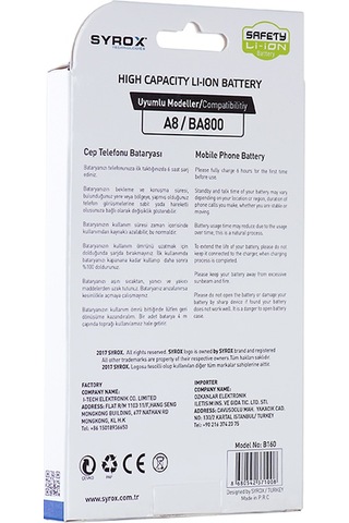 Syrox Samsung Uyumlu Galaxy A8 Ba800 Batarya 3050 Mah B160