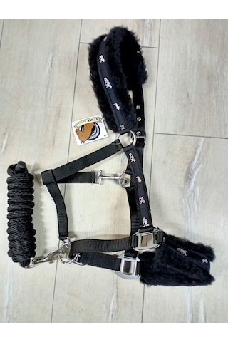 Atsar İthal Peluşlu Yular + Gezdirme İpi Siyah
