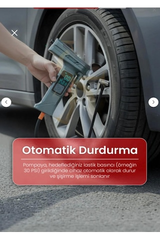 Nivego Taşınabilir 4000 Mah Dijital Hava Pompası 150 Psı Şarjlı Mini Kompresör Lcd Ekranlı, Işıklı, Kemer Kesicili,cam Kırma Otomatik Durma -