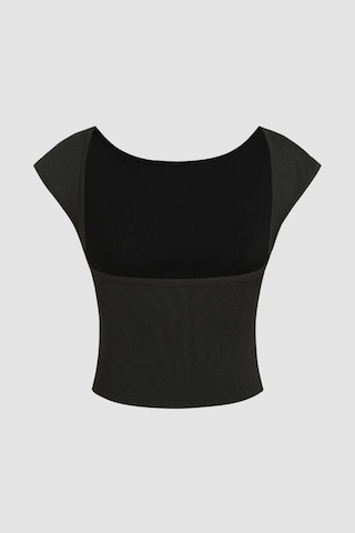Hiccup Sırtı Açık Crop Top Siyah