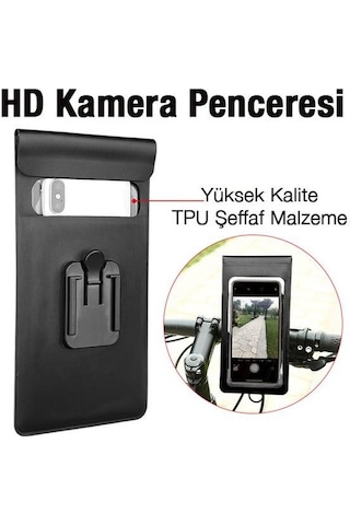 Polham Kamera Bölümlü Su Geçirmez Gidona Takılan Bisiklet, Motosiklet Telefon Tutucu, 360 Derece Dönebilen