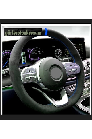 Opel Astra H Dikmeli Direksiyon Kılıfı Alkantra Mavi Yüzüklü