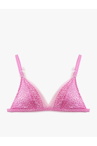 Koton Tül Detaylı Leopar Desenli Bralet Sütyen Pembe Desenli 5slk10054mk Pembe Desenli Pembe