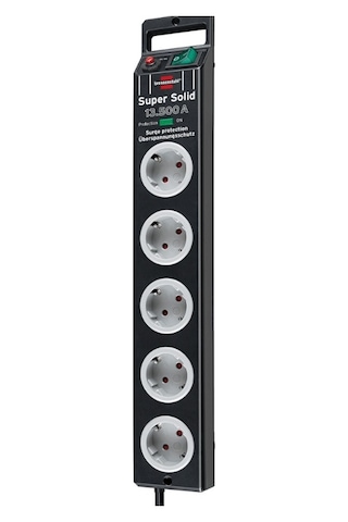Super Solid Serisi Brennenstuhl 5 Soketli 2.5 Metre 13.500 Mah Akım Korumalı Priz Siyah