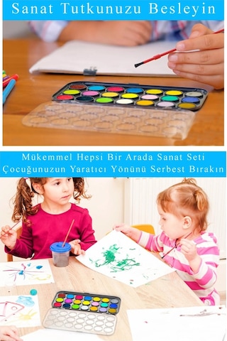 21 Renk Sulu Boya 1 Paket Fırça Hediyeli 21 Li Pritt Suluboya Canlı Renkler 28 Mm Boya Çapı Büyük Boy Çok Renkli