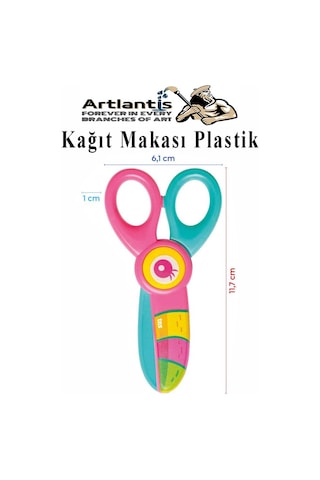 Sevimli Kağıt Makası 1 Adet Plastik Küt Uç Korumalı Okul Makası Çocuk Makas Okul Öncesi Kreş Anasınıfı