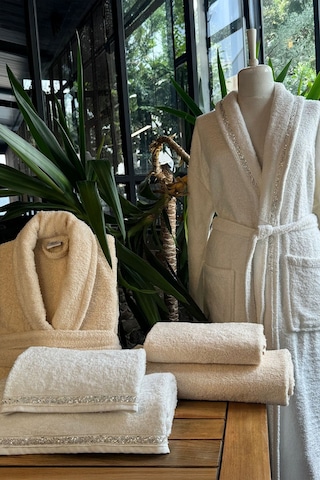 Elart Vals Aile Bornoz Seti 6 Parça Taş Taş