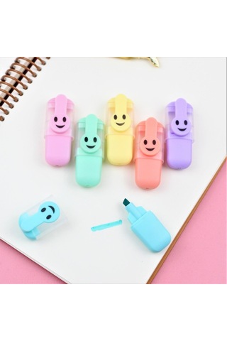 6lı Emoji Fosforlu Kalem - Çok Renkli