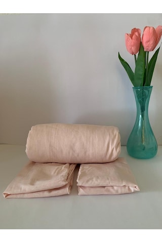 Battal Boy Yastıklı Çarşaf Takımı %100 Pamuklu 180x200 Toz Pembe