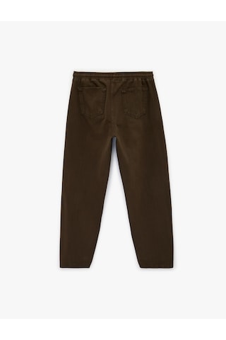 Koton Regular Fit Cepli Beli Bağcıklı Bol Baggy Jean Pantolon Kahverengi 6sam40213nd Kahverengi