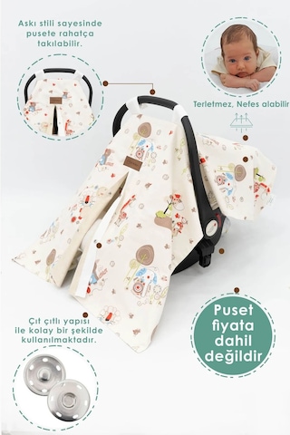 Mordesing Puset Minderi Örtü Çarşaf Bebek Pikesi Emzirme Önlüğü 5'li Set Krem