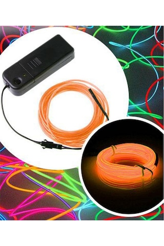 Bataryalı Araç Içi Aydınlatma Ip Şerit Led Neon Turuncu 2 Metre