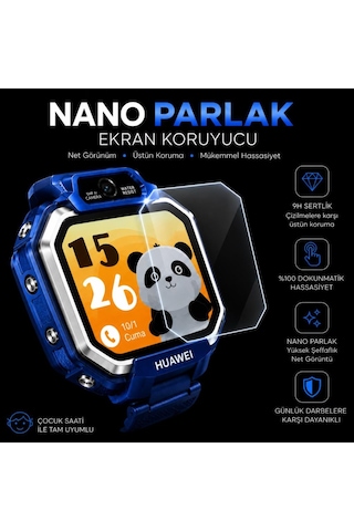 Huawei Watch Kids X1 İle Uyumlu Ekran Koruyucu Nano Parlak Çizilmeye Dayanıklı 2 Adet