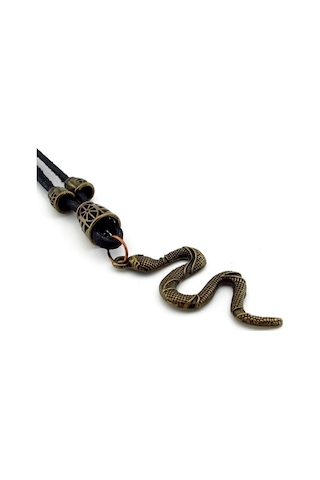 Solfera Antik Sari Renkli Yilan Deri Metal Erkek Kolye Q0584 Çok Renkli