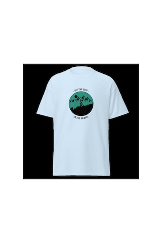 Wildstyle Off The Grid Gravel Dağ Bisikleti Doğa Macera Baskılı Unisex Bisiklet Yaka Pamuklu Tişört Bebek Mavisi