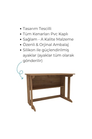 Enda Home Pillar Kütüphaneli Geniş Çalışma Masası 100x56 Cm Çam Atlantik Çam