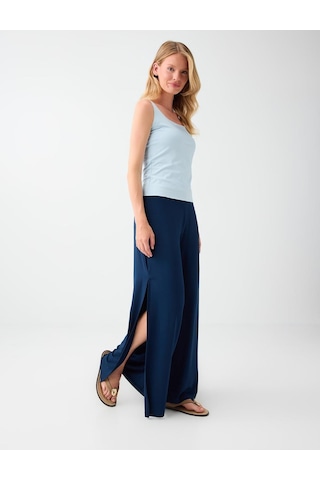 Jimmy Key Jimmy Key Lacivert Beli Lastikli Yırtmaç Detaylı Örme Pantolon 6sw187628494
