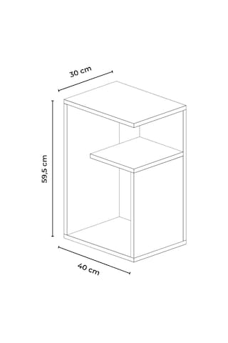 Simav Yan Sehpa Servis Sehpası Zigon Sehpa Koltuk Sehpası Beyaz - Meşe