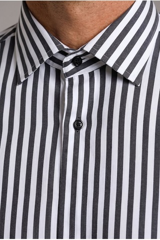 Bisse Siyah Regular Fit Cepsiz Uzun İtalyan Yaka Gömlek Gmczg261002 C99