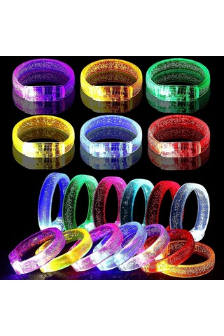 Led Işıklı Pilli Işıklı Rengarenk Kalın Bileklik Işıklı Bilezik Karışık Renk 1 Adet 4434