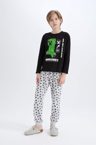 DeFacto Erkek Çocuk Minecraft Pijama Takımı Bisiklet Yaka Uzun Kollu Üst Beli Lastikli Uzun Alt D8101A824WNBK81
