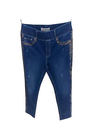 Zanessi Fashıon Büyük Beden Beli Lastikli Likralı Denim Kadın Pantolon Lacivert