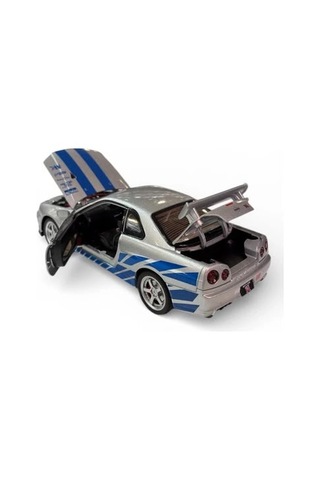 Hobbiez Lisanslı Nissan Skyline R-34 Model Diecast Car 1/24 Ölçek Metal Standlı Araç
