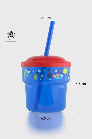 Renga Fizbo Balık Desenli 250 Ml Pipetli Pp Bebek Bardak 222049 Mavi - Kırmızı
