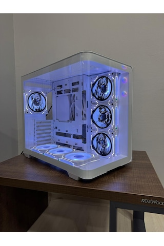 Anime Karakterli 7 Argb Fanlı Beyaz Kavisli Cam Akvaryum Kasa