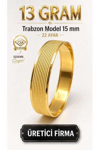 22 Ayar Tse Belgeli 13 Gram Trabzon Model Ajda Altın Bilezik İşçiliksiz Yatırımlık