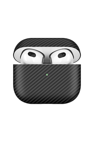 Apple AirPods Uyumlu 3. Nesil Zore Airbag 43 600d Karbon Fiber Kulaklık Kılıfı Siyah