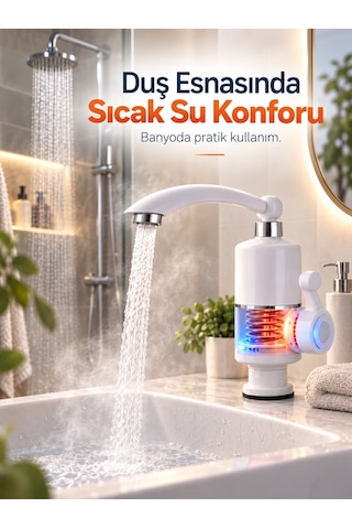 Elektrikli Su Isıtıcı Musluk Beyaz